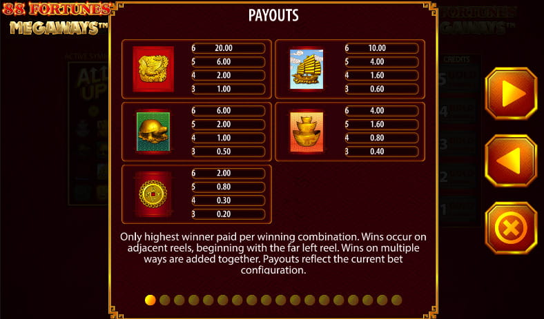the 88 fortunes paytable