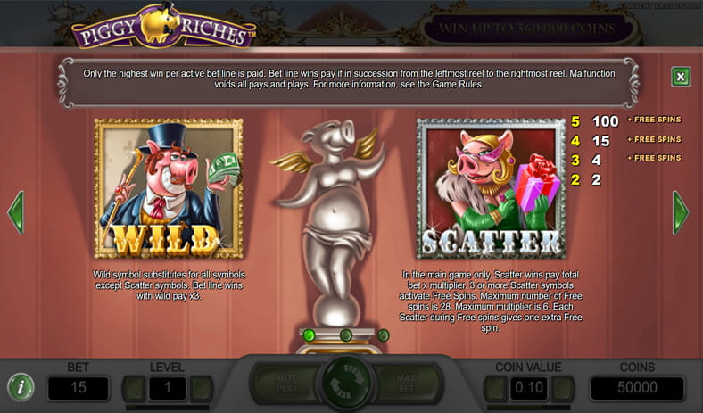 The paytable of the Piggy Riches megaways slot